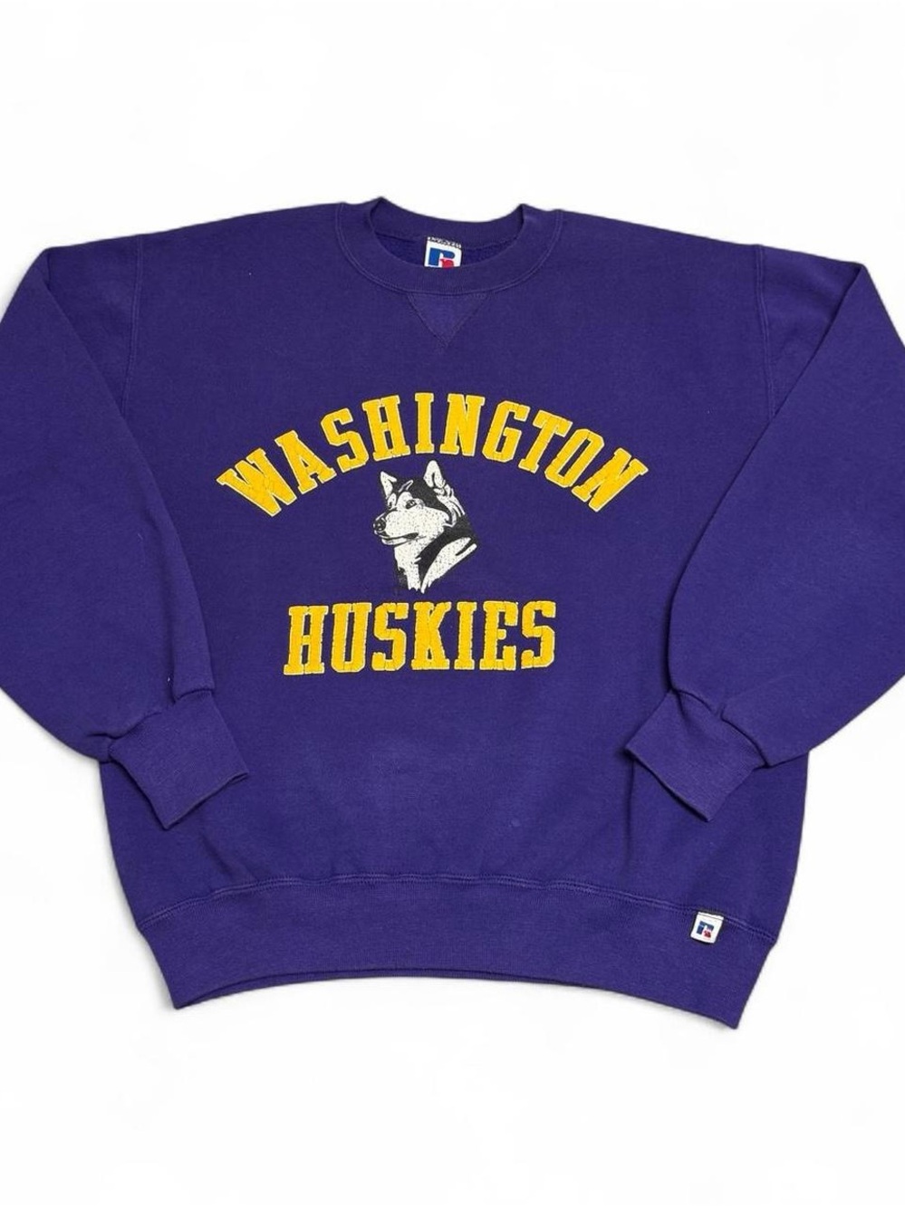 Russell Athletic Purple Washington Huskies Sweatshirt with Yellow Lettering